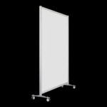 Witte wand op wielen hoog 197cm en breed 145cm, ook te gebruiken als scheidingswand, expositiewand, expopaneel of posterbord.