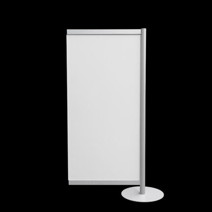 Witte wand aanbouw, op schijven, 190cm hoog en 99cm breed. Ook te gebruiken als scheidingswand, expositiewand, expopaneel of posterbord.