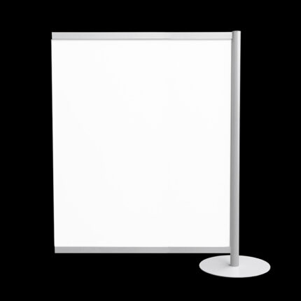 Witte wand aanbouw, op schijven, 190cm hoog en 140cm breed. Ook te gebruiken als scheidingswand, expositiewand, expopaneel of posterbord.