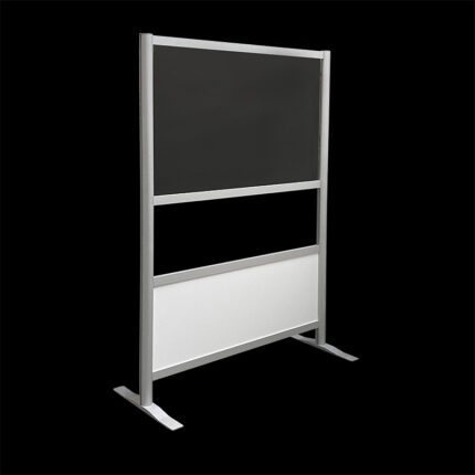 Glaswand met paneel en opening HxB190x145cm op voeten