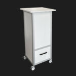 Statafelzuil met bergruimte HxBxD110x50x50cm wit op wielen