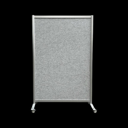Akoestische wand vilt witgrijs op wielen HxB197x130cm