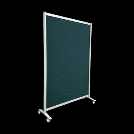 Akoestische wand vilt donkergroen op wielen HxB197x130cm